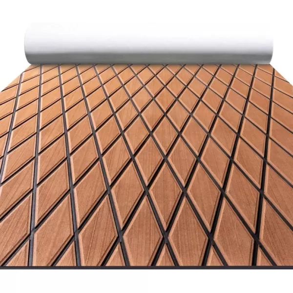 FOCEAN Boat Flooring EVA Foam Boat Decking Marine Mat NonSlip SelfAdhesive Flooring Sheet for Motorboat Kayak Surfboard Garden Flooring Swimming Pools 945x 157 Dark Brown with Black LinesBrown With Black Seam Lines