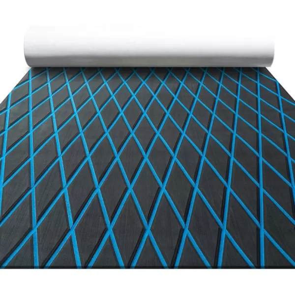 FOCEAN Boat Flooring EVA Foam Boat Decking Marine Mat NonSlip SelfAdhesive Flooring Sheet for Motorboat Kayak Surfboard Garden Flooring Swimming Pools 945x 157 Dark Brown with Black LinesDark Grey With Blue Lines