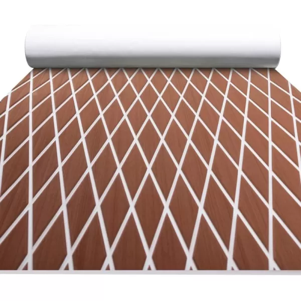 FOCEAN Boat Flooring EVA Foam Boat Decking Marine Mat NonSlip SelfAdhesive Flooring Sheet for Motorboat Kayak Surfboard Garden Flooring Swimming Pools 945x 157 Dark Brown with Black LinesBrown With White Lines