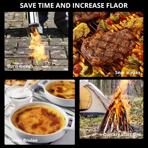 imageSondiko Powerful Grill ampamp Cooking Propane Torch L8010 Sous Vide Campfire Starter Adjustable Wood Torch Burner for Searing Steak BBQ WeldingBlack Grey Propane Tank Not IncludedBlack