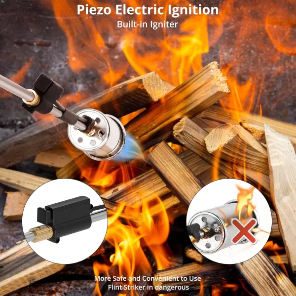 imageSondiko Propane Torch Weed Burner High Output 1200000 BTU Weed Torch Flamethrower Heavy Duty Blow Torch with Flame Control and Turbo Trigger Push Button Igniter For Garden Wood Ice Snow RoadBlack  Silver