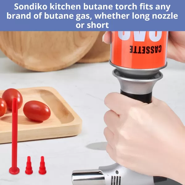 imageSondiko Butane Torch S400 with Fuel Gauge 2022 Refillable Kitchen Torch Lighter Blow Torch with Safety Lock and Adjustable Flame for Creme Brulee  Butane Gas Is Not Included