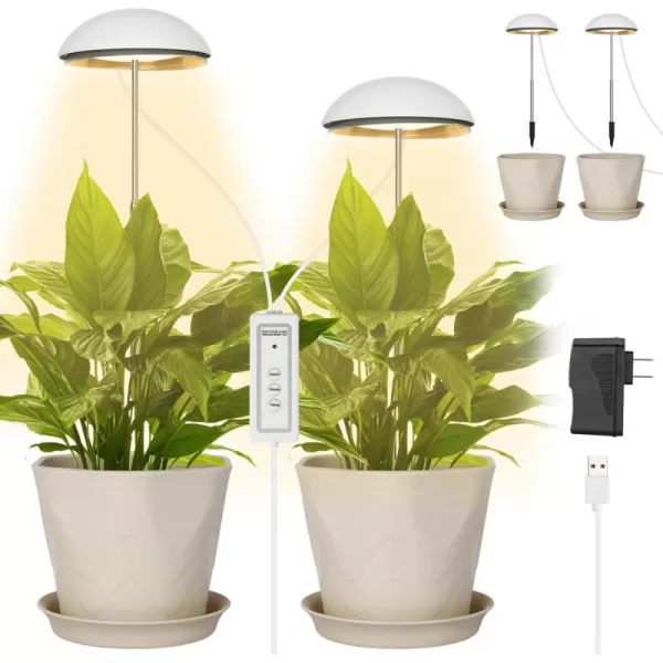 imageSondiko 2 Pack Grow Light with Plant Pots Grow Light for Indoor Plants Full Spectrum Height Adjustable Plant Light with Auto OnOff Timer 3612H Idea for Small PlantsWarm Yellow