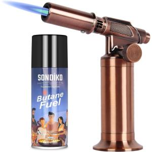 imageSondiko Butane Torch and Fuel Refill S801 2 with 175 ml Gas Included Kitchen Torch Lighter Blow Torch with butane refill for BBQ Creme Brulee