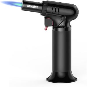 imageSondiko Butane Torch with Fuel Gauge S907 Refillable Soldering Torch Lighter with Adjustable Flame for Welding Resin Art Industrial PinkampampBlackButane Gas Not IncludedBlack