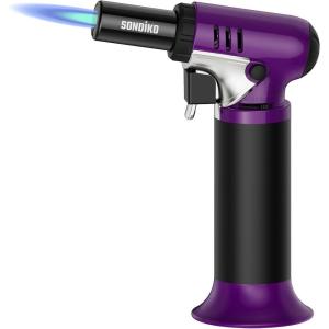 imageSondiko Butane Torch with Fuel Gauge S907 Refillable Soldering Torch Lighter with Adjustable Flame for Welding Resin Art Industrial PinkampampBlackButane Gas Not IncludedPink  Black