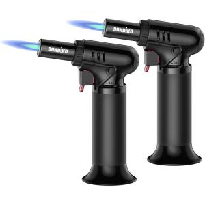 imageSondiko Butane Torch with Fuel Gauge S907 Refillable Soldering Torch Lighter with Adjustable Flame for Welding Resin Art Industrial PinkampampBlackButane Gas Not IncludedS907 2 Pack