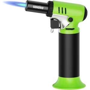 imageSondiko Butane Torch with Fuel Gauge S907 Refillable Soldering Torch Lighter with Adjustable Flame for Welding Resin Art Industrial PinkampampBlackButane Gas Not IncludedGreen  Black