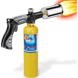 imageSondiko Powerful Grill ampamp Cooking Propane Torch L8010 with Gas Cylinder Stand Base Sous Vide Campfire Starter Adjustable Wood Torch Burner for Searing Steak BBQ Welding Propane Tank Not IncludedWith Mapp Cylinder