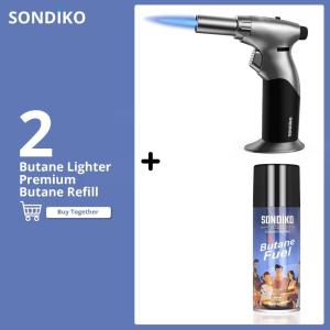 imageSondiko Kitchen Torch Blow Torch with Butane Refill for BBQ Creme Brulee Black