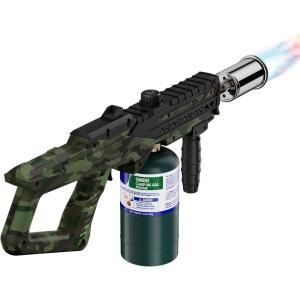 imageSondiko Powerful Cooking Propane Torch Head Culinary Torch Campfire Starter Adjustable Weed Torch Burner for Searing Steak BBQ Welding Gold ampamp Black Propane Tank Not IncludedCamouflage