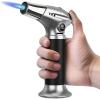 imageSondiko Blow Torch Refillable Butane Torch Lighter with Adjustable Flame for Creme Brulee DIY Creme Brulee BBQ and Baking Butane Gas Not Included 2 PackBlack and Silver