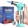 imageSondiko Blow Torch Refillable Butane Torch Lighter with Adjustable Flame for Creme Brulee DIY Creme Brulee BBQ and Baking Butane Gas Not Included 2 PackBlue and Silver
