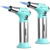 imageSondiko Blow Torch Refillable Butane Torch Lighter with Adjustable Flame for Creme Brulee DIY Creme Brulee BBQ and Baking Butane Gas Not Included 2 PackBlue and Silver 2 Pack
