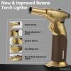 imageSondiko Powerful DUAL Style Flame Butane Torch Lighter 2 Pack Adjustable Flame Refillable Blow Torch with Continuous Flame Lock for CookingButane Is Not IncludedGold and Brown