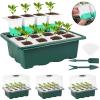 imageSondiko Seed Starter Tray with Soft Silicone Cells 48Cell Reusable Seed Trays Seed Starter Kit 4 Pack Seedling Starter Trays with Humidity Dome Base Mini Greenhouse Germination Kit48Cell