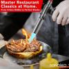 imageSondiko Metal Big Flame Torch Refillable Blow Torch Lighter Butane Torch Lighter with Adjustable Flame Safety Lock for Cooking BBQ Butane Gas not Included Gray with Red