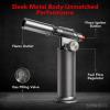 imageSondiko Metal Big Flame Torch Refillable Blow Torch Lighter Butane Torch Lighter with Adjustable Flame Safety Lock for Cooking BBQ Butane Gas not Included Gray with Red