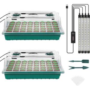 image:imageSondiko Seed Starter Tray with Grow Light Heated Seed Starter Kit with Temperature Display Humidity Dome Germination Kit Adjustable Plant Light for Seed Starting and Seedling Growth80 Cells