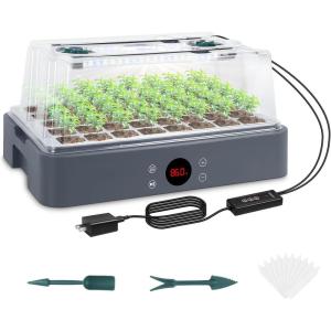 image:imageSondiko Seed Starter Tray with Grow Light Heated Seed Starter Kit with Temperature Display Humidity Dome Germination Kit Adjustable Plant Light for Seed Starting and Seedling GrowthTemperaturecontrolled