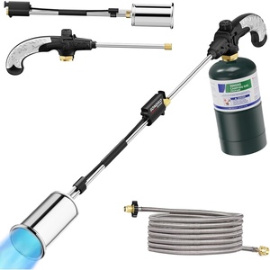 image:imageSondiko Big Flame Propane Torch Head Kit Weed Torch Heavy Duty Blow Torch Detachable Propane Weed Torch with High Output for Garden Stumps Wood Ice Snow RoofingBlack amp RedBlack  Silver With Hose