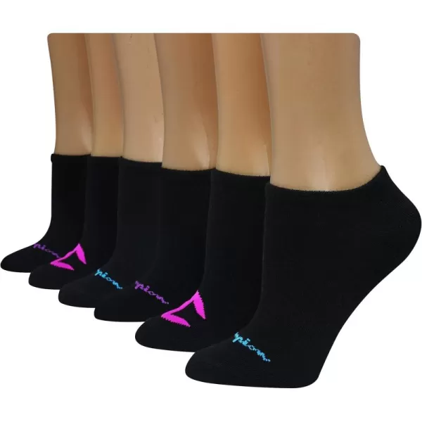 imageChampion Womens Socks Performance No Show Socks Womens Athletic Cushioned Socks 6Pair PackBlack Color Cs