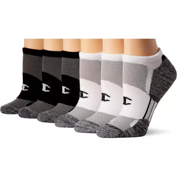 imageChampion Womens Socks Performance No Show Socks Womens Athletic Cushioned Socks 6Pair PackBlackWhite Assortment