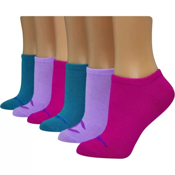 imageChampion Womens Socks Performance No Show Socks Womens Athletic Cushioned Socks 6Pair PackRaspberryWater IrisRocking Teal