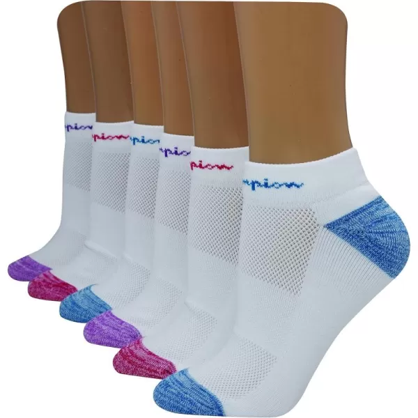 imageChampion Womens Socks Performance No Show Socks Womens Athletic Cushioned Socks 6Pair PackWhitePurpleTealRaspberry