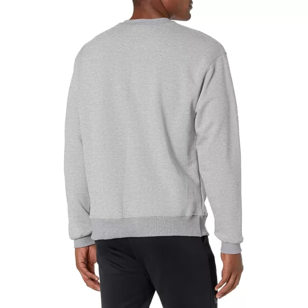 imageChampion Mens Powerblend Fleece Crew Block OutlineOxford GreyNew Ripe Red Block Outline