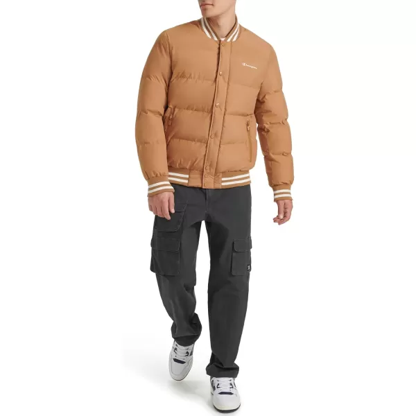 imageChampion Mens Varsity Bomber Puffer JacketTobacco