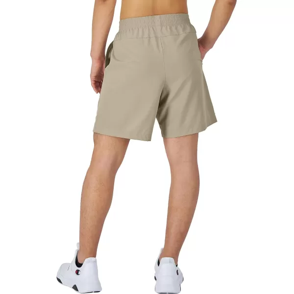 imageChampion Mens MVP 7quot Sport Short  No Liner C Logo Retired ColorsArctic Cold Beige Hd C Logo