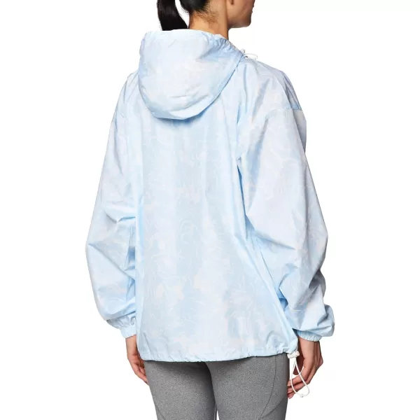 imageChampion Womens Packable WaterResistant Windbreaker JacketMarble Wave Ciel Blue Small Script