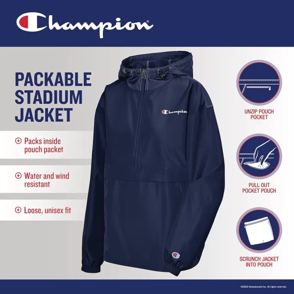 imageChampion Womens Packable WaterResistant Windbreaker JacketMarble Wave Ciel Blue Small Script