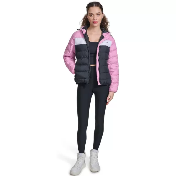 imageChampion Womens Quilted Coat Packable Puffer Jacket with HoodMauveNavy Combo
