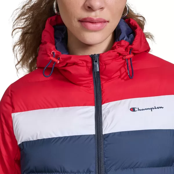 imageChampion Womens Quilted Coat Packable Puffer Jacket with HoodRedNavy Combo