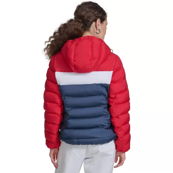 imageChampion Womens Quilted Coat Packable Puffer Jacket with HoodRedNavy Combo