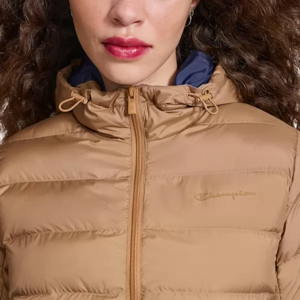 imageChampion Womens Quilted Coat Packable Puffer Jacket with HoodTobacco