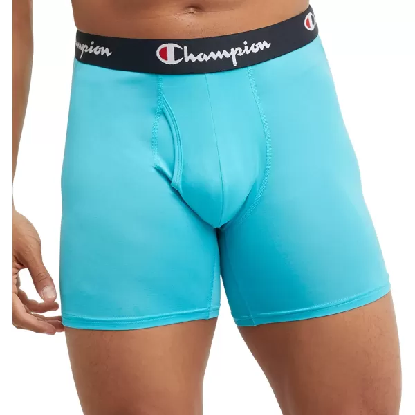 imageUnderwear Boxer Briefs Everyday Active Lightweight Stretch 3packBlack With Script LogoElectric CyanScarlet  3 Pack