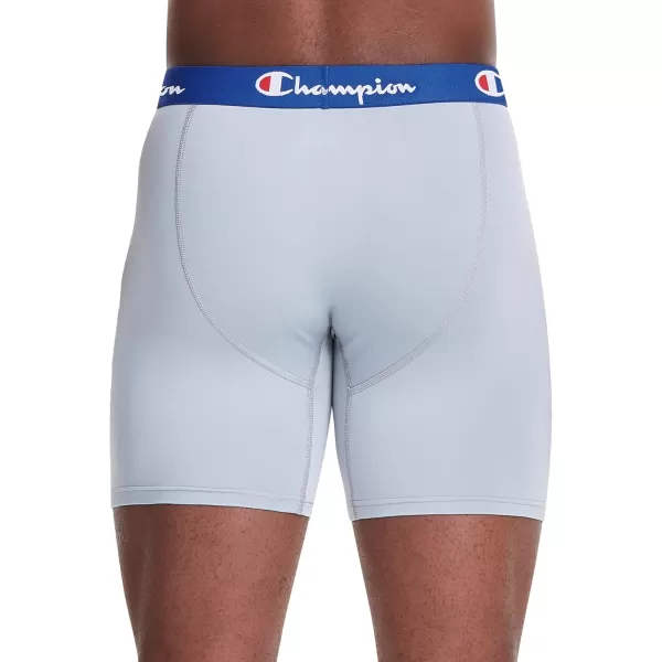 imageUnderwear Boxer Briefs Everyday Active Lightweight Stretch 3packBlue Print With Champion LogoNavySilverstone  3 Pack