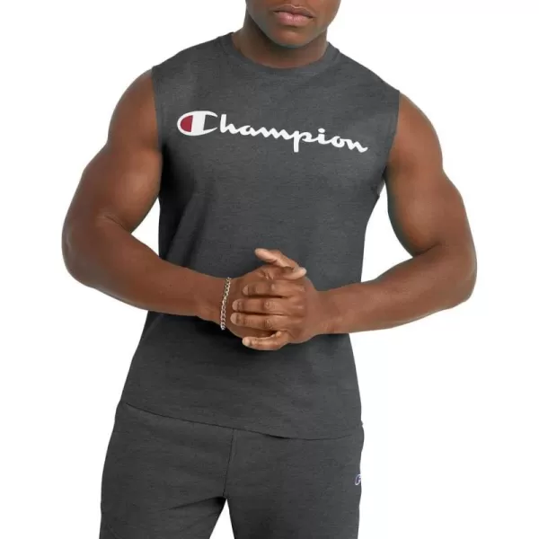 imageChampion Mens Big and Tall Sleeveless Tank Top ShirtsGranite Heather Script