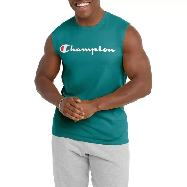 imageChampion Mens Big and Tall Sleeveless Tank Top ShirtsJungle Mint Script