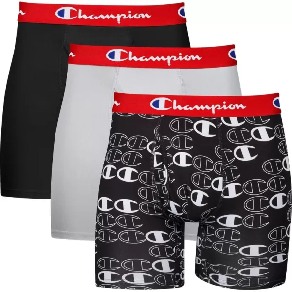 imageUnderwear Boxer Briefs Everyday Active Lightweight Stretch 3packNew EbonyNew Ebony With C Logo Print Silverstone  3 Pack