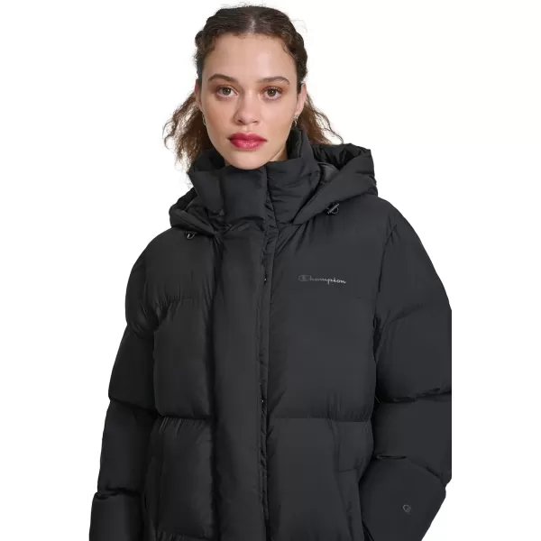 imageChampion Womens Extra Long Quilted Puffer Jacket with HoodBlack