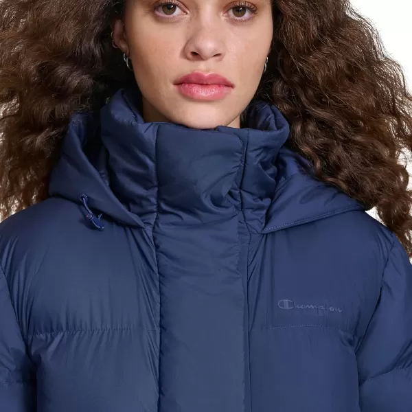 imageChampion Womens Extra Long Quilted Puffer Jacket with HoodNavy