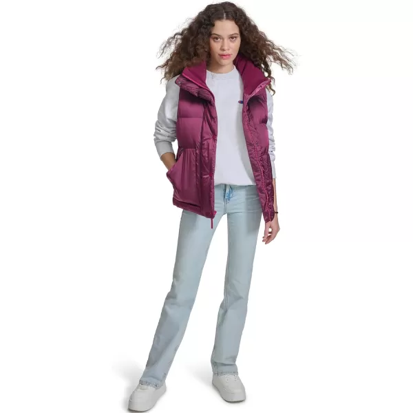 imageChampion Womens Satin Quilted Puffer Vest with Stand CollarDark Pink