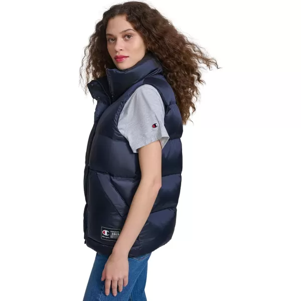 imageChampion Womens Satin Quilted Puffer Vest with Stand CollarNavy