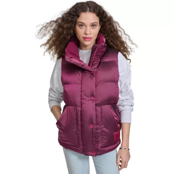 imageChampion Womens Satin Quilted Puffer Vest with Stand CollarDark Pink