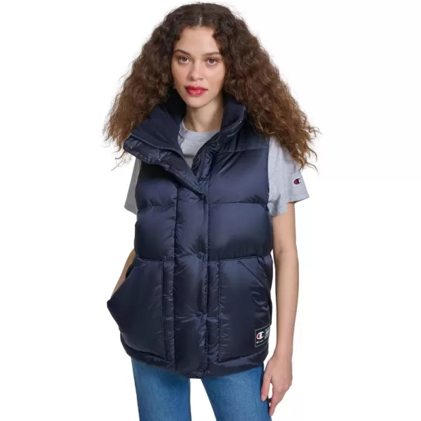 imageChampion Womens Satin Quilted Puffer Vest with Stand CollarNavy