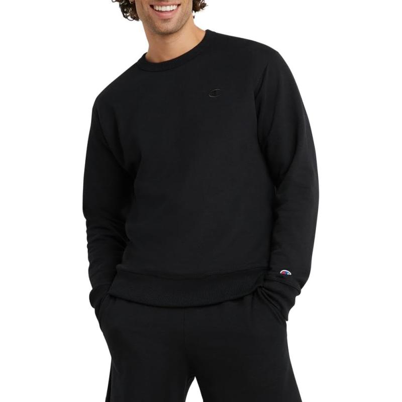 imageChampion Mens Crewneck Powerblend Fleece Sweatshirt Crewneck Sweatshirts Reg Or Big ampamp TallBlack C Logo